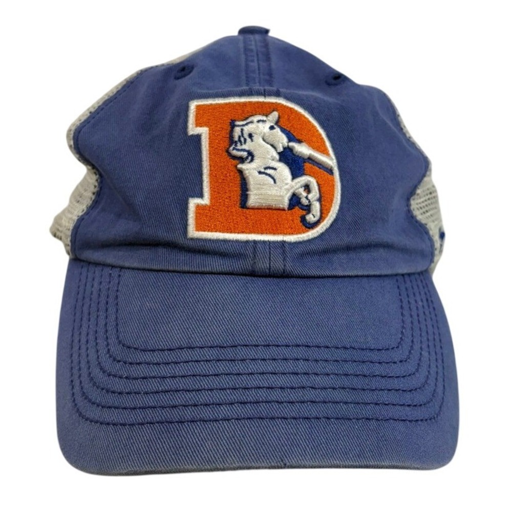 Denver Broncos 47 Brand Trucker Hat Blue Grey Mesh Stretch Fit Vintage OSFA